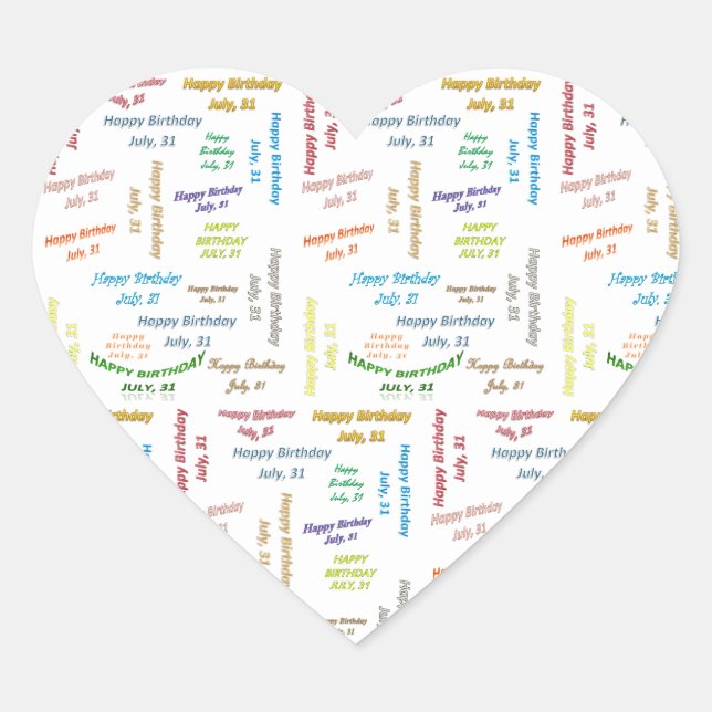 Julio, 31 Pegatina de cumpleaños (Anverso)