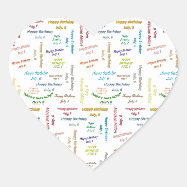 Julio, 6 Pegatina de cumpleaños (Anverso)