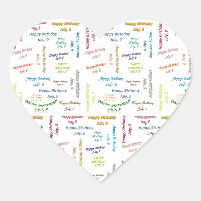 Julio, 9 Pegatina de cumpleaños (Anverso)