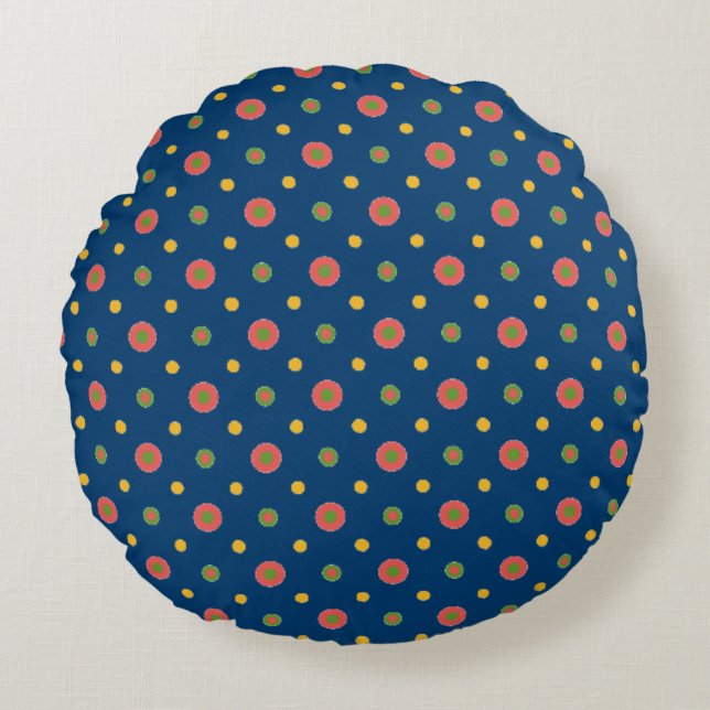 Jumbo de polka quirky con almohada azul de la mari (Anverso)