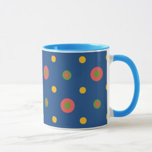 Jumbo de polka quirky con tazas de café azul de la