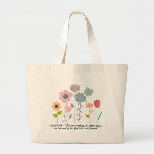 Jumbo Floral Isaiah 40:8 Bolsa Tote