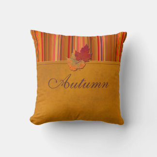 Jumbo hojas de otoño y almohada de rayas