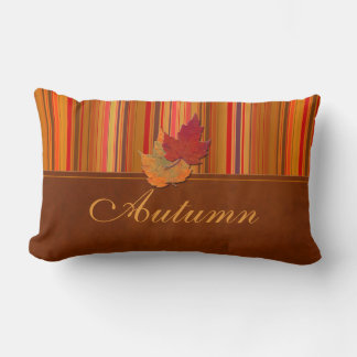 Jumbo hojas de otoño y almohada de rayas