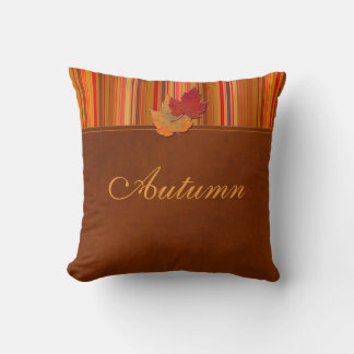 Jumbo hojas de otoño y almohada de rayas