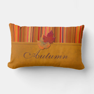 Jumbo hojas de otoño y almohada de rayas