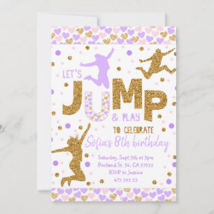 Jumping fiesta Gold Confeti Invitación de cumpleañ