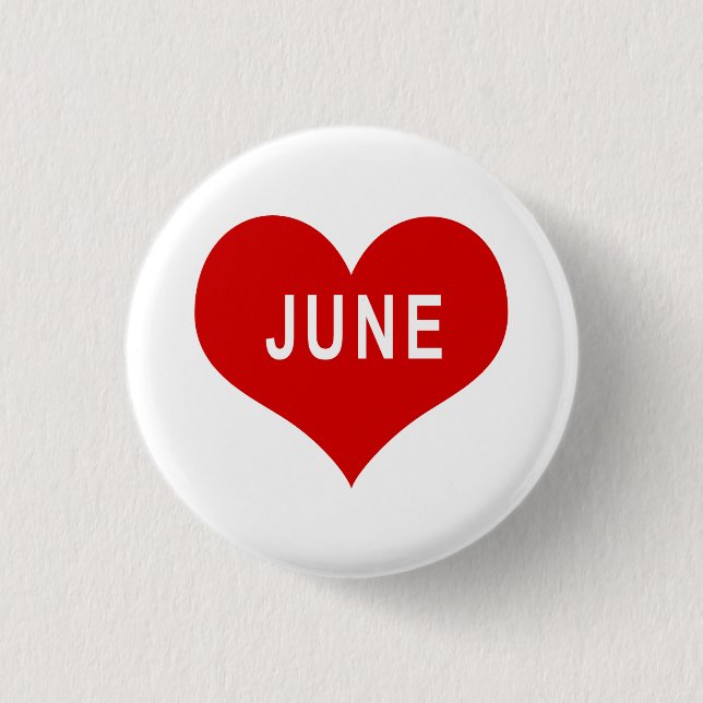 JUNE Corazón Rojo de Amor Botón (Anverso)