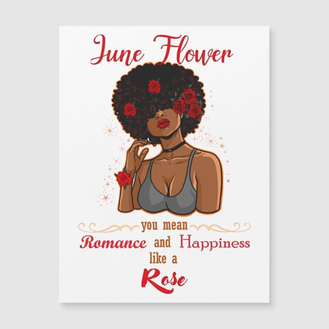 June Flower Rosa Black Birday Queen Melanin Mujer (Anverso)