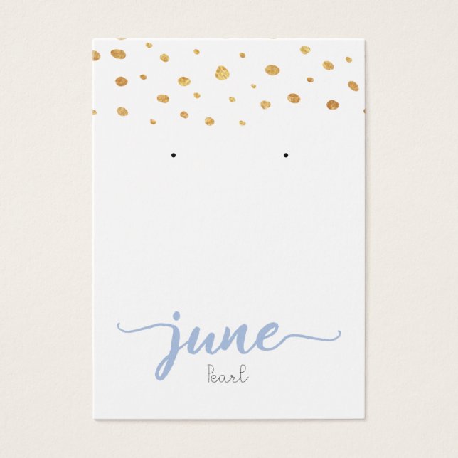 June Pearl Birthstone Earring Display Card (Frente)