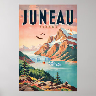 Juneau Alaska Ilustración de Glaciar Arte de Viaje