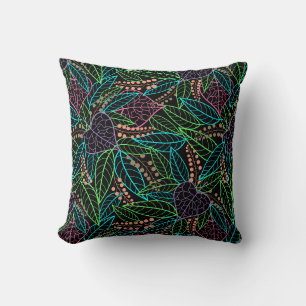 jungla de coloridas hojas brillantes almohada