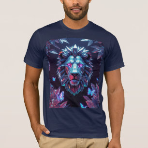 Jungla de león geométrico surrealista - Camiseta f