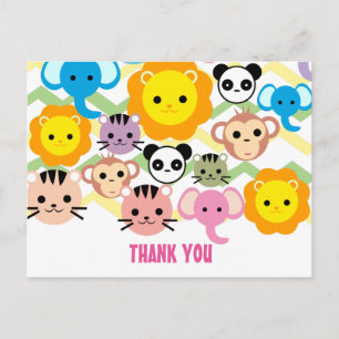 jungla, león, tigre, elefante, tarjeta de agradeci