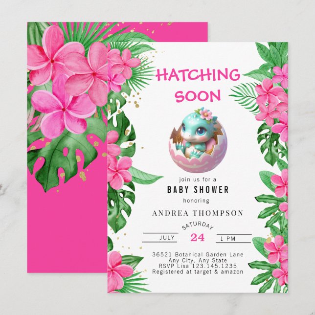 Jungla tropical | Invitación a Baby Shower de cort (Anverso / Reverso)