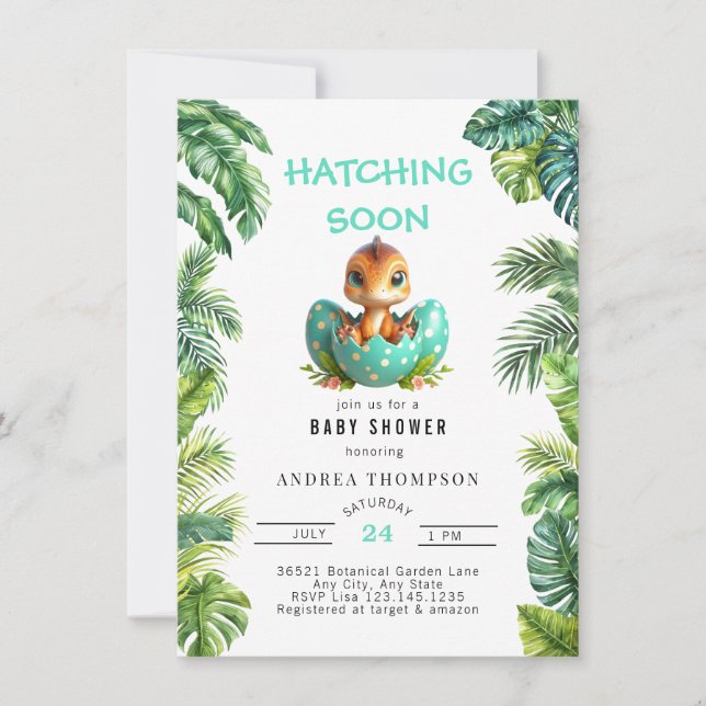 Jungla tropical | Invitación a Baby Shower de cort (Anverso)