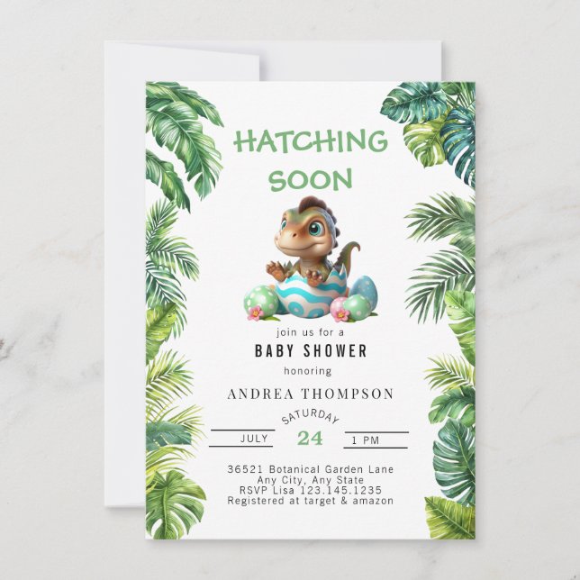 Jungla tropical | Invitación a Baby Shower de cort (Anverso)