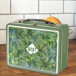 Jungla tropical Monograma moderno Caja de almuerzo