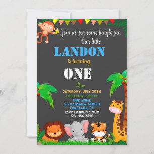 Jungle 1ª invitación de cumpleaños Wild one Invita