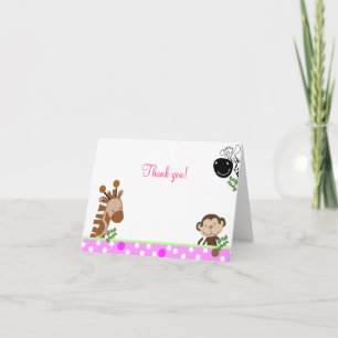 Jungle Adventure (Pink) Folded Gracias notas