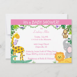 Jungle Babies Baby Girl Invitación a la ducha