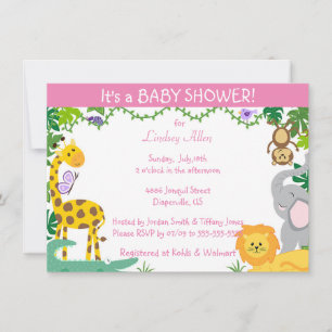Jungle Babies Baby Girl Invitación a la ducha