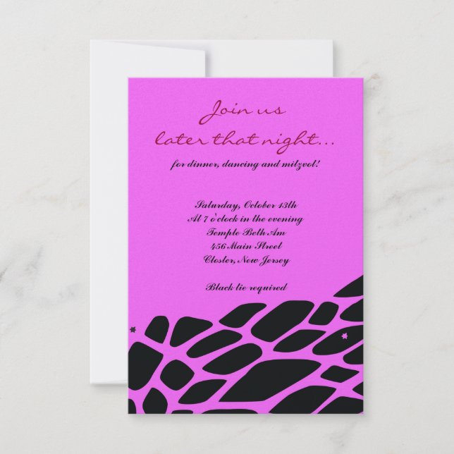 JUNGLE FEVE Bat Bar Tarjeta Fiesta Mitzvah Pink (Anverso)