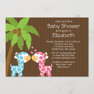 Jungle Giraffe Twins Invitación Baby Shower