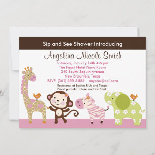 Jungle Jill / Chica Animals Sip & See Invitación
