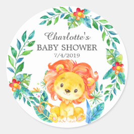 Jungle Lion Baby Shower Gracias Por Favor Pegatina
