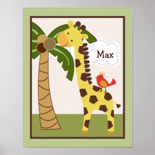 Jungle Pals Giraffe Poster de arte personalizado
