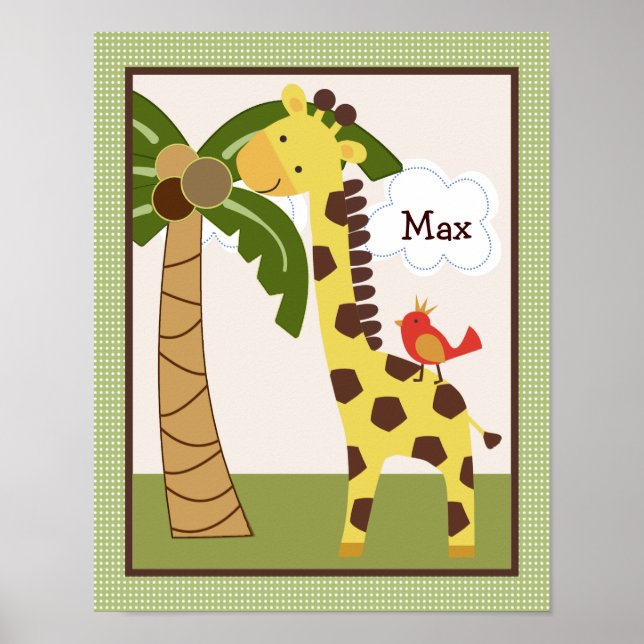 Jungle Pals Giraffe Poster de arte personalizado (Frente)
