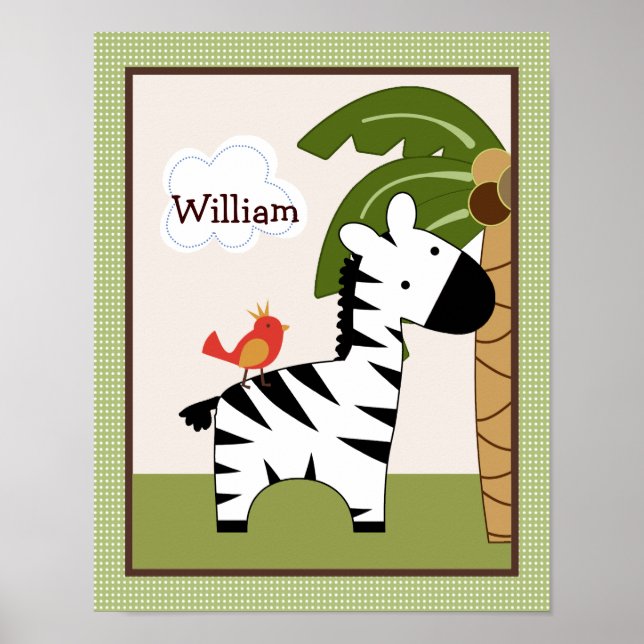 Jungle Pals Poster de arte personalizado Zebra (Frente)