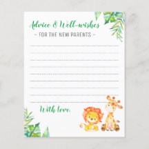 Jungle Safari Boy Shower Nuevas tarjetas de consej