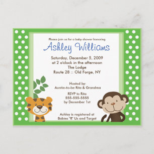 JUNGLE TALES PINK Baby Shower Postcard Invitación