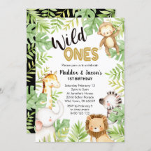 Jungle Wild Ones Primer cumpleaños Invitación geme