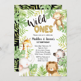 Jungle Wild Ones Primer cumpleaños Invitación geme