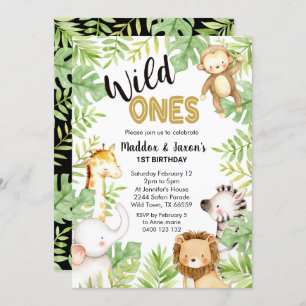Jungle Wild Ones Primer cumpleaños Invitación geme