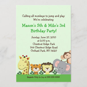 JUNGLE ZOO FIESTA 5x7 Personalizado Invitación de
