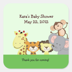 JUNGLE ZOO FIESTA Personalizado SQUARE Pegatina Fa