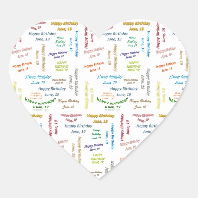 Junio, 19 Pegatina de cumpleaños (Anverso)