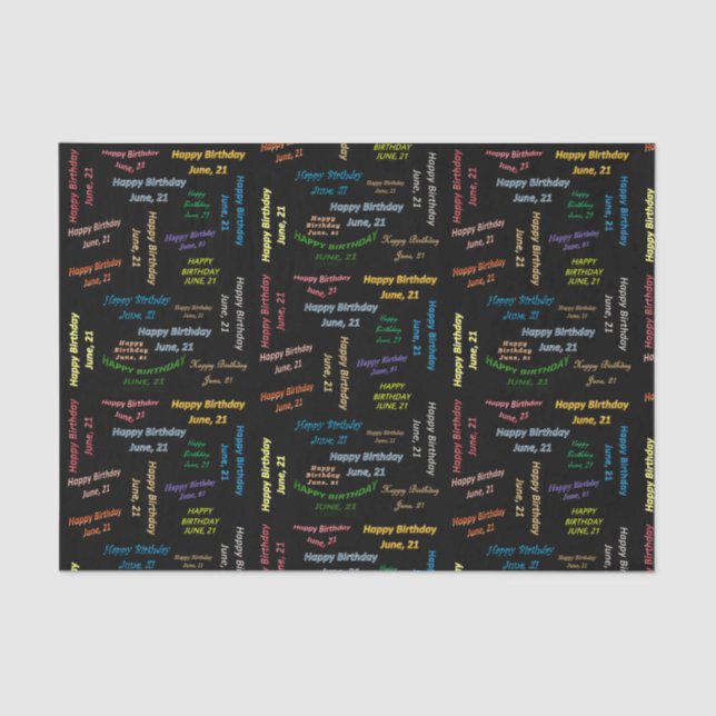 Junio, 21 Papel de Tejido de Cumpleaños (Anverso)