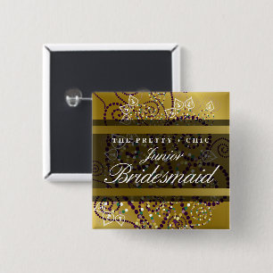 JUNIOR BRIDESMAID Boho Espiral botón Boda de oro
