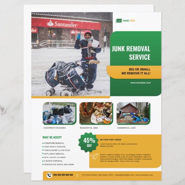 Junk Removal Services Flyer Template (Anverso / Reverso)