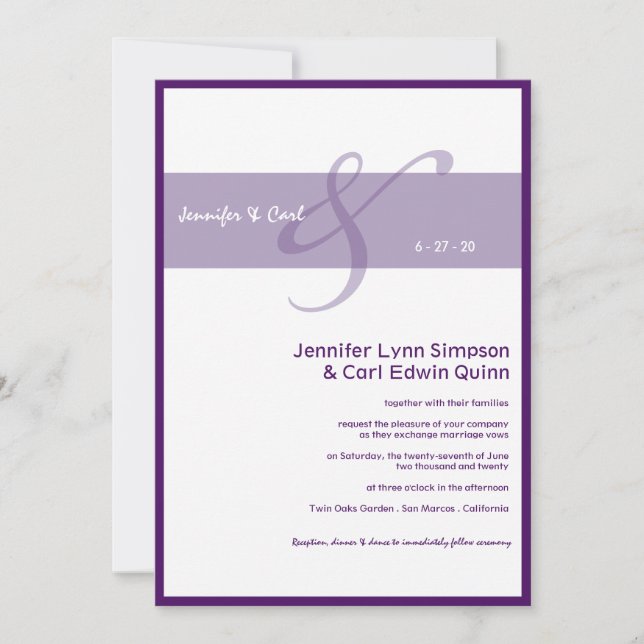 Junto (púrpura) casando la invitación (Anverso)