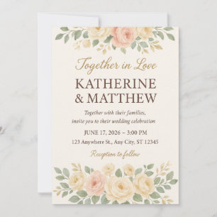 Juntos en el amor – Elegante invitación de boda fl
