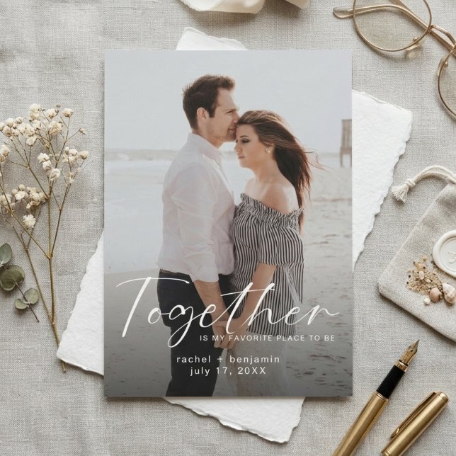 Juntos es mi lugar favorito Foto Compromiso  (Together is my favorite place to be- Save the date card)