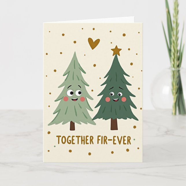 Juntos por siempre tarjeta de Navidad adorable (Anverso)