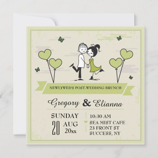 Juntos (Verde) Invitación post-Boda Brunch (Anverso)