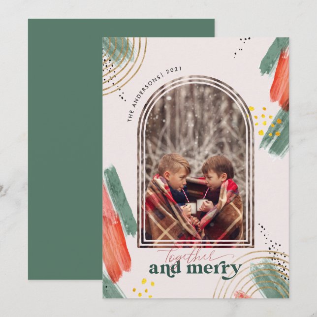 Juntos y alegres | Foto Arch Navidad moderna  (Anverso / Reverso)